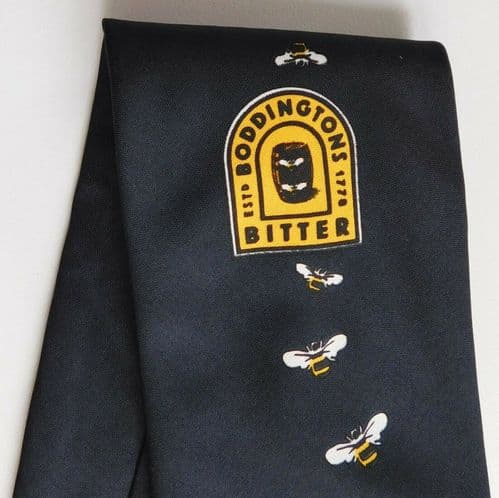 Boddingtons Bitter tie with bee design Whitbread brewery beer NEW hind cream